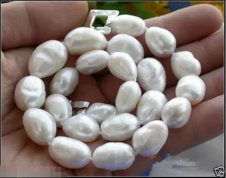 

Hot sale new Style >>>>>P2464 HUGE 17" 20mm baroque white freshwater PEARL NECKLACE 925SILVER