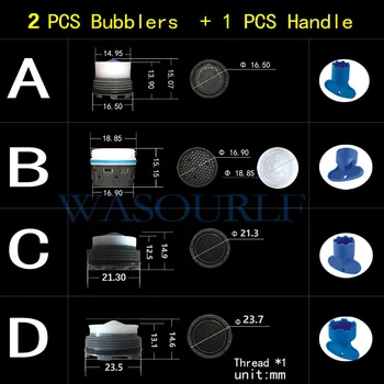 WASOURLF 2PCS Thread Aerator 1เครื่องมือ Water Saving Tap Bubble ก๊อกน้ำภายนอกปกปิดอ่างล้างหน้าห้องน้ำอุปกรณ์เสริม 1