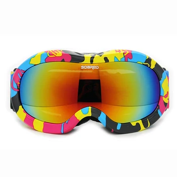 

Children Ski Goggles 3-7 Years Old, Double Layers Anti-fog Anti-burst UV400 Big Spherical Flexible Boys Girls Snowboard Glasses