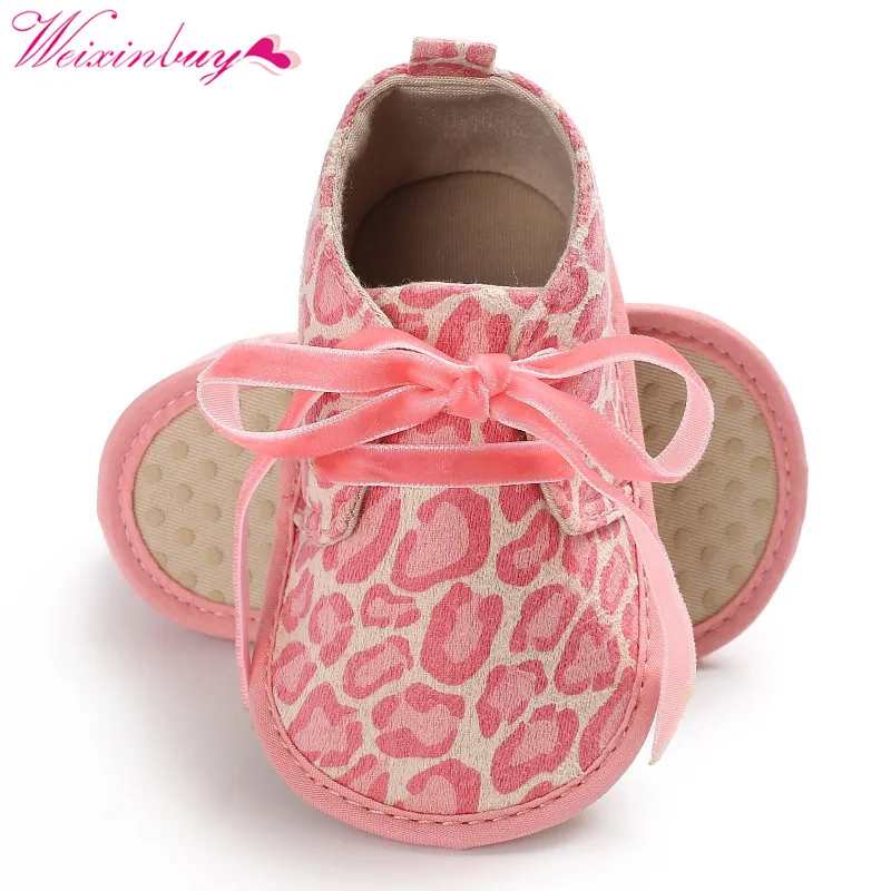 Детские Обувь для девочек Обувь для мальчиков обувь для детей кроватки Bebe Обувь для малышей Leopard Кружево-до спортивный Спортивная обувь для