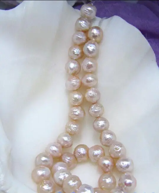 

Free Shipping >>>>> baroque 17" AAA 12-11MM SOUTH SEA NATURAL GOLD PINK PEARL NECKLACE 14K CLASP