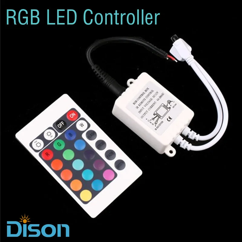 

RGB LED Controller DC12V 24Key IR Remote Controller for 3528 5050 RGB LED Strip.