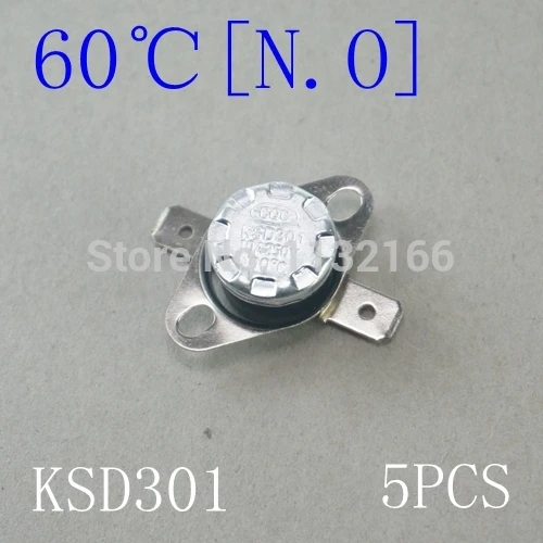

5PCS KSD301 60 Celsius NO normally open Button Temperature Switch Sensor Controller Thermostat
