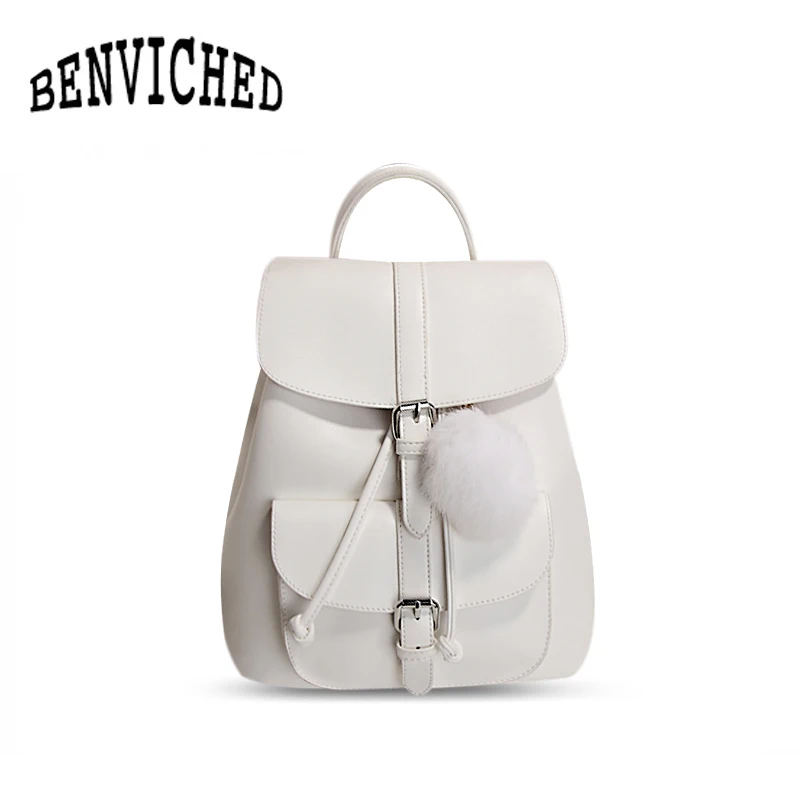 

BENVICHED Fashion PU Leather Women Backpack School Bag Teenage Girl Shoulder Bag mochila escolar feminina Drawstring Bag Y133