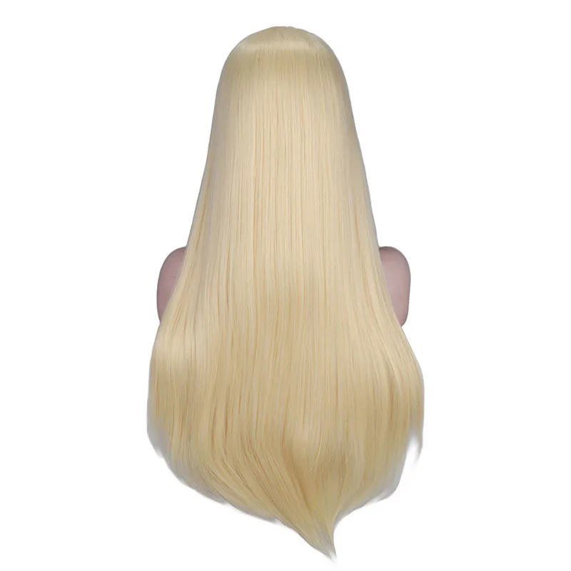 QQXCAIW синтетический парик на кружеве для женщин длинные прямые 26 дюймов желтый черный натуральный белый термостойкие волокна парики - Цвет: #613