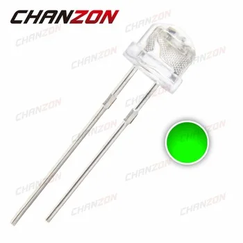 100pcs 5mm Straw Hat Green Clear Lens LED Diode Light 5 mm Ultra Bright Wide Angle LED Light Emitting Diode Lamp Through Hole