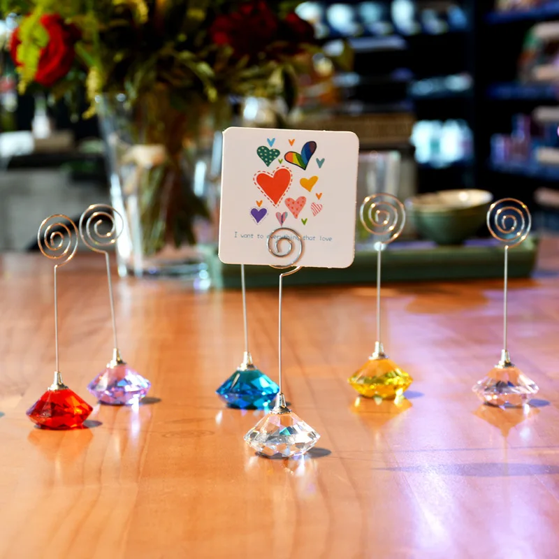 

30 Crystal Diamond Note Pad Clip Lollipop Shape Home Office Business Card Holder Decoration Supplies Creative Office Gifts
