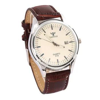 

YAZOLE Men Blue Ray Glass Fashion Casual Analog Clock Display Leather Band Strap Wrist watch quartz-watch relogio masculino