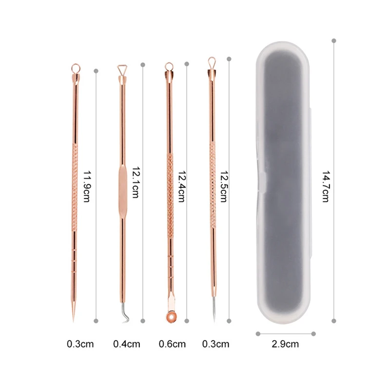 YOKPN 4 шт./кор. Профессиональный Красота, инструменты для макияжа, высокое качество практичный Наборы иголок для удаления угрей, Нержавеющая сталь черноголовых удаления акне