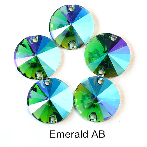 100 шт цветные стразы из смолы AB, круглые стразы Rivoli в форме кристаллов, шитье стразами, камни для самостоятельного изготовления аксессуаров для одежды B1136 - Цвет: Emerald-ab