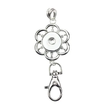 

10pcs Rhinestones Keychain Flower Badge Lanyard Key Chain Pendant Accessories Fit 18mm Snap Button Necklace DIY Jewelry