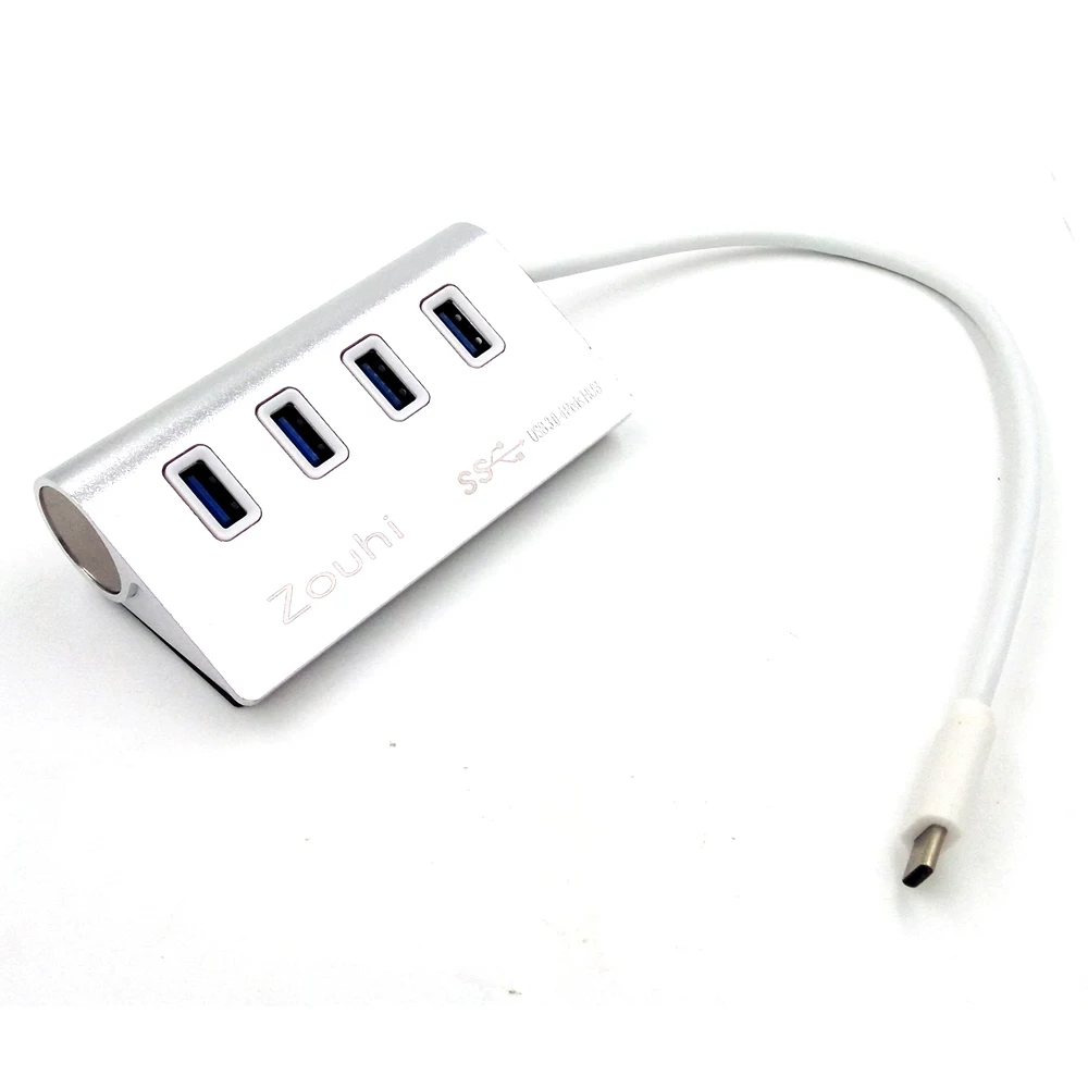 

Zouhi High Speed 5Gbps 3.1 Type C to 4 Ports USB 3.0 Hubs Sync Data Charger Portable Aluminum Metal For Macbook
