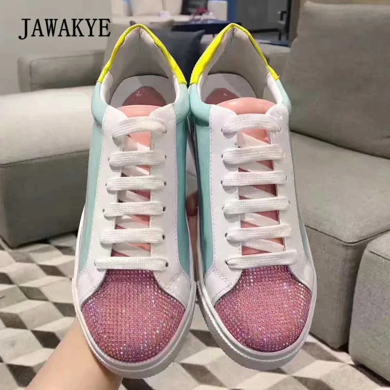 2018 Newest Rhinestone Loafer Shoes Woman Round Toe Mixed Color Patchwork Flat Shoes Lady Fashion Bling Bling Casual Shoes 2018 Newest Rhinestone Loafer Shoes Woman Round Toe Mixed Color Patchwork Flat Shoes Lady Fashion Bling Bling Casual Shoes