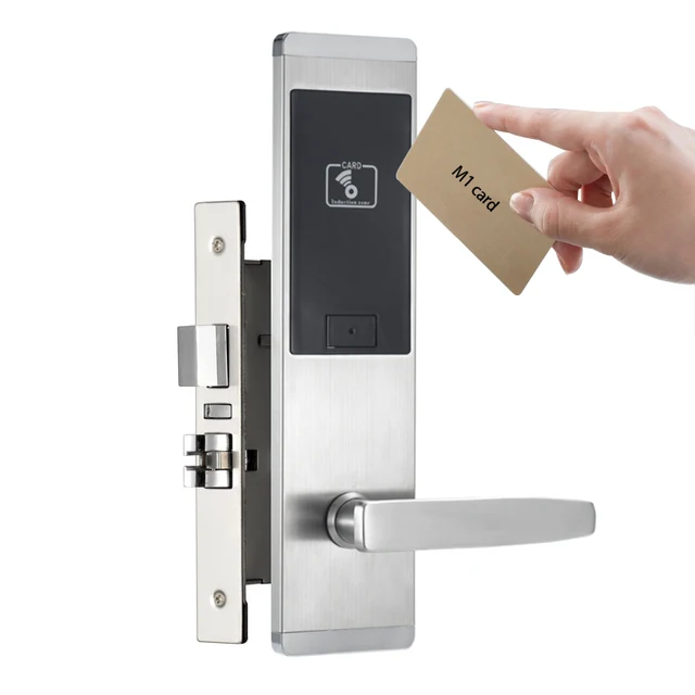 Stainless steel apartment electronic door lock swipe card unlock for