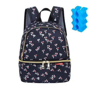

Insulated Breastmilk Cooler Bag Breast Case Backpack Waterproof Double Layer Bottle Lunch Tote Diaper Bag with Empty Ice Bottles