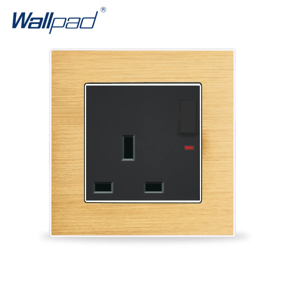 1 банда 3 Pin UK 13A розетка с Светодиодный индикатор Wallpad роскошный настенный выключатель света гладкая металлическая панель настенный, мощность