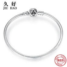 925 пробы Серебряный Шарм Сердце циркония галстук-бабочка цепочка из змеиных костей Браслеты diy для модных ювелирных изделий женские аксессуары тренд