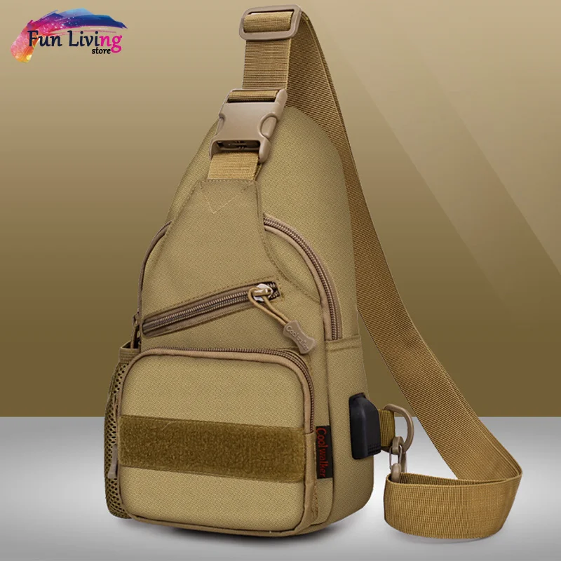 

Tactical Bag Single Shoulder Messenger Bag Chest Bag Casual Office Tactical Satchel Small Tool Backpak With USB Charging Port