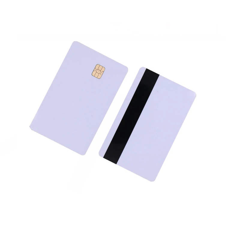 White Blank PVC Contact Smart IC Card With SLE 4442 Chip & Magnetic Stripe 3-tracks HiCo 2 in 1 Cards