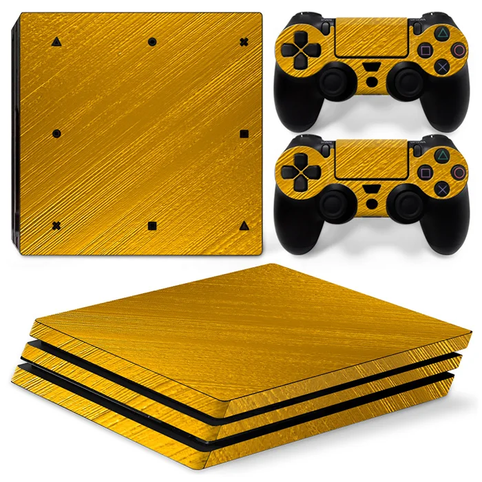 Наклейка Gold для PS4 Pro консоли Sony Playstation 4 и 2 кожаных контроллера бесплатная