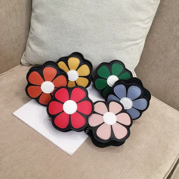 

New Fashion Cute Children's Coin Purse PU Leather Girls Lovely Flower Zipper Messenger Bag Princess Mini Accessories Money Bag