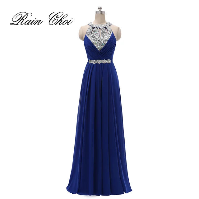 Formal Bridesmaid Dress Women Halter Wedding Party Gown Chiffon Long Bridesmaid Dresses 2018