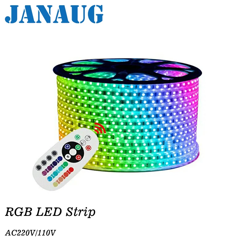 Рождество Водонепроницаемый RGB SMD5050 AC220V Светодиодные ленты гибкий свет 60