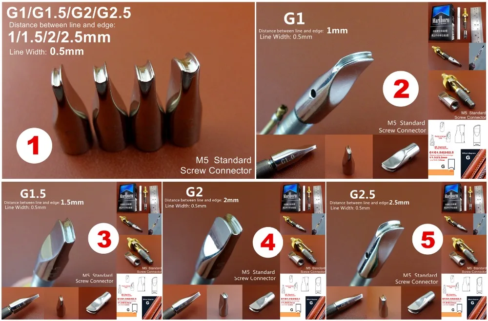 5 видов G Тип Кожа ремесло электрическая кромка биговальная машина пресс широкая сторона сменный мини головка наконечник набор инструментов-Edger Creaser