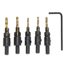 5pcs Hex Hss Woodworking Ti Countersink Drill Bit Set Wood Countersinks Screw Size #6 #8 #10 #12 #14 High Quality Hot Sale 5pcs Hex Hss Woodworking Ti Countersink Drill Bit Set Wood Countersinks Screw Size #6 #8 #10 #12 #14 High Quality Hot Sale
