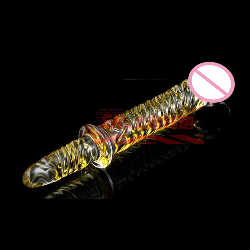 Golden Transparent Glass Dildo with Handle Sex Stimulator Pleasure Wand Adult Crystal Female Sex Products woman butt plug