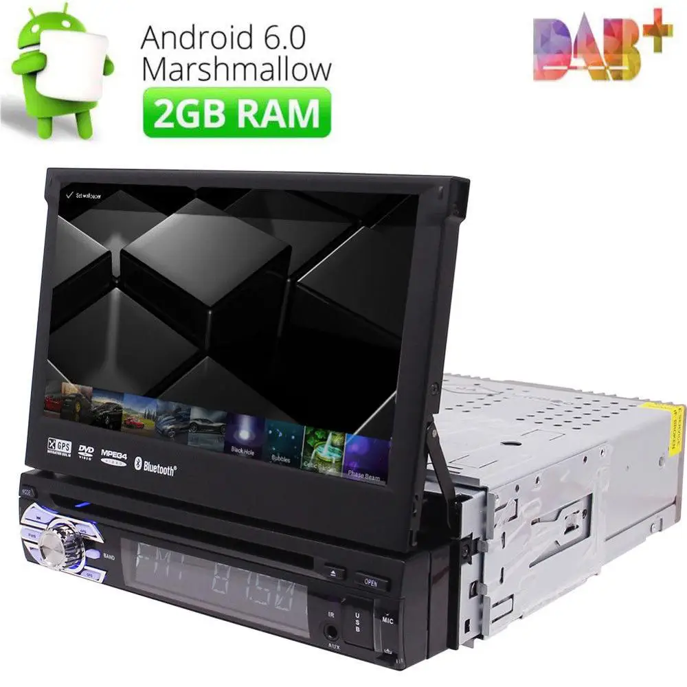 Perfect Single din 1 Din 7" Android 6.0 GPS Flip Car Stereo Radio Player car dvd cd player in dash head unit  HD WIFI RAM 2GB RAM 0