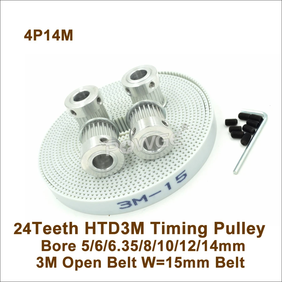 24 Teeth 3M Timing Pulley Bore 5//6//6.35//8mm for Width 15mm 3M Synchronous Belt