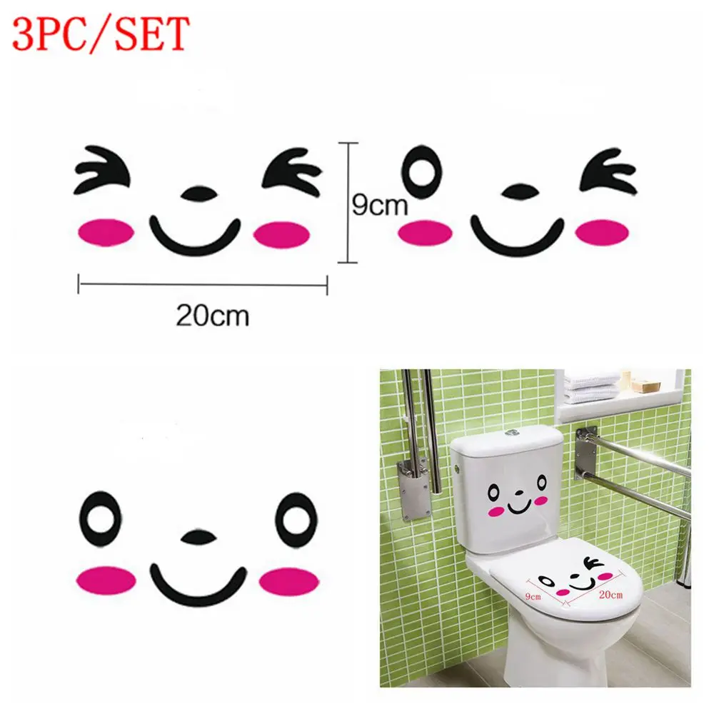 3 шт./компл. DIY улыбающееся лицо настенные наклейки туалет наклейки на сиденья Ванная комната виниловые настенные домашний Декор стены Стикеры 20*9,8 см