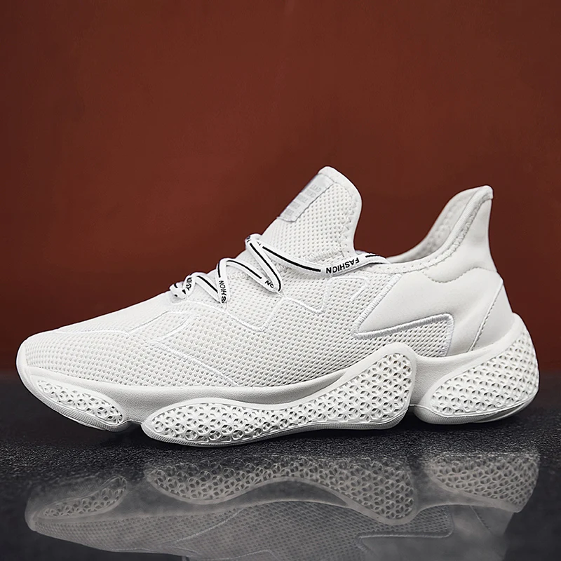 

Hemmyi White Sneakers Couple Shoes Mesh Thick Bottom Mens Shoes Casual Spring/Autumn Breathable Sapatos Masculino Black