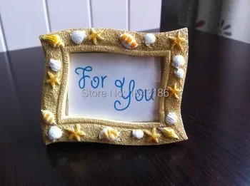 

Free shipping Wedding Favor Seaside Sand and seaShell beach frame party reception Place card Holder 100pcs/lot