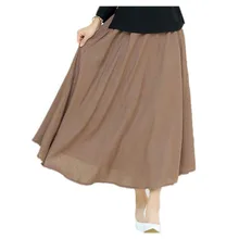 Богемная однотонная плиссированная юбка с карманами Женская Расклешенная юбка с эластичной резинкой на талии весенне-осенняя Новая Стильная хлопковая льняная юбка до щиколотки