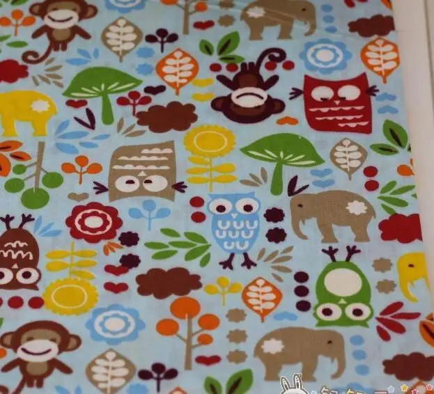 50160cmpiece owls monkey printed cotton fabric for patchwork quilt babyroom decoration pillow - Decorator Fabric 50160cmpiece owls monkey printed cotton fabric for patchwork quilt babyroom decoration pillow - Decorator Fabric