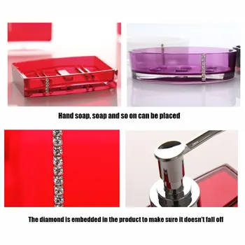 

Acrylic 5 Piece Bathroom Accessory Set Soap Dispenser Bottle Soap Dish Cup Toothbrush Holder Case Caddy HTQ99