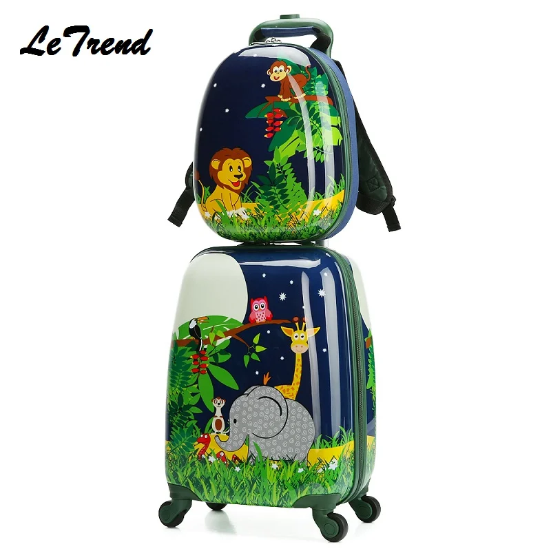 Letrend New backpack Cartoon Cute Animal Kids Rolling Luggage Set Spinner Children Suitcases ...