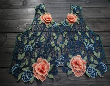 

Size-23*46cm Free Shipping Multi-Color Front Collar Embroidered Piece Vintage 3D Flower Neckties Garment accessories