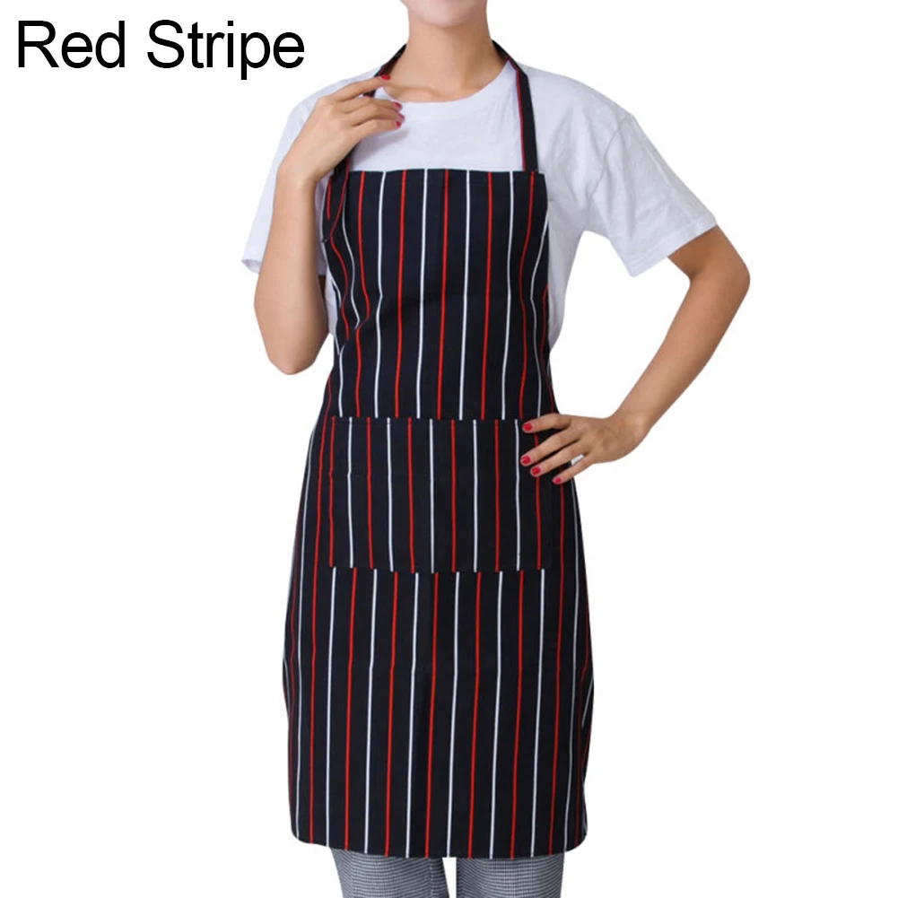 70x57cm Kitchen BBQ Striped Plaid Long Aprons for Woman Waist Apron with Pocket Catering Chef Waiter Apron Barbecue Kitchen Tool
