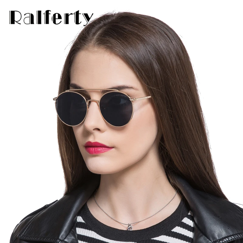 

Ralferty Vintage Round Sunglasses Women Gold Black Sun Glasses UV400 Eyewear Accessories Retro Punk Sunnies Oculos A1106