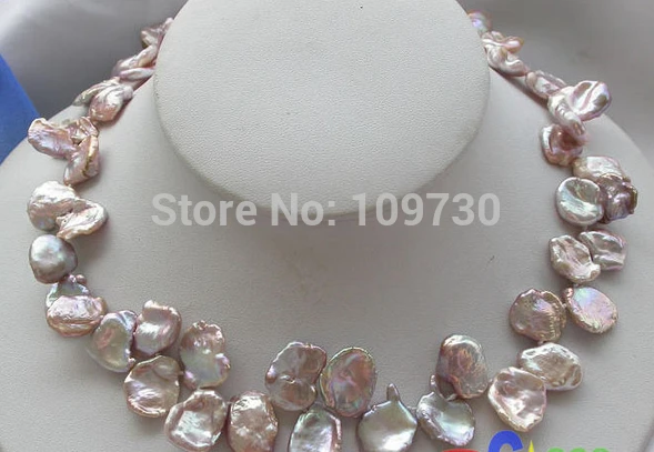 

Jewelr 003291 NATURAL 17" 19mm lavender lamina KESHI REBORN PEARL NECKLACE 14KGP