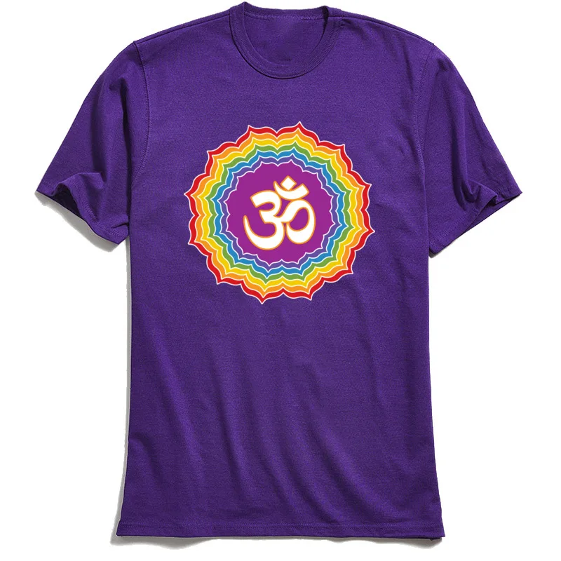  Men T Shirt Seven Chakras Colors Personalized Tops Tees 100% Cotton O-Neck Short Sleeve Funny Tops & Tees Summer Fall Seven Chakras Colors purple