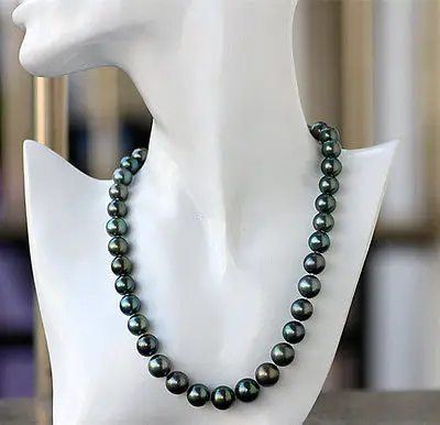 

FREE SHIPPING HOT sell new Style >>>> 10-11mm natural round tahitian south sea peacock green pearl necklace 17inch