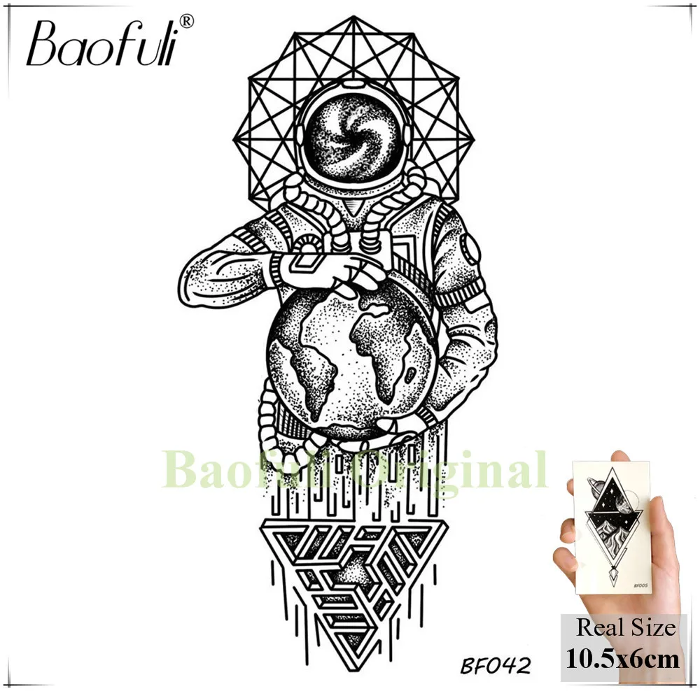 Baofuli черная хна Сова Геометрическая Мандала Цветок временная татуировка наклейка боди арт рука поддельные татуировки для женщин и мужчин водостойкие татуировки - Цвет: BBF042