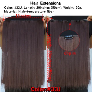 2 шт./компл. Xi. rocks 25 цветов зажим для наращивания волос 20 дюймов волосы синтетические на зажимах расширители 50 г прямые пряди Красный блонд - Цвет: 33J #