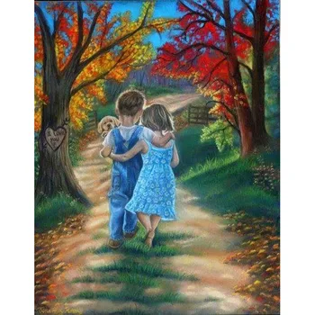 

H1691 daimond painting full,diamond painting abstract,diy,diamond embroidery The little boy and the little girl