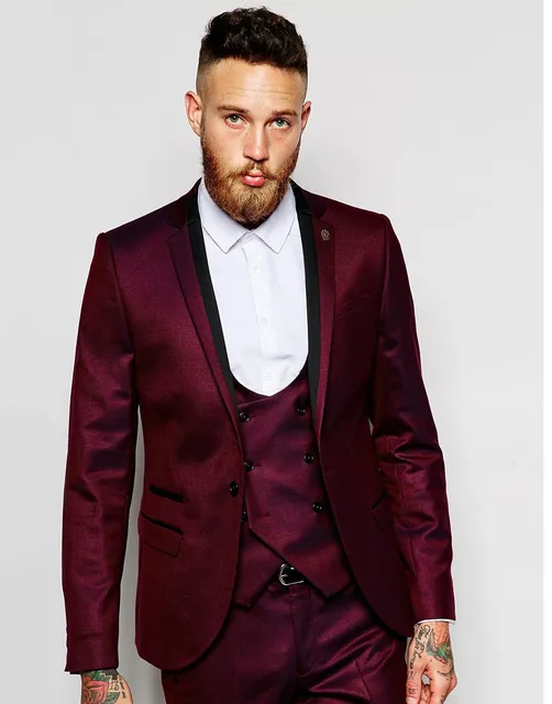 Brand New Groomsmen Notch Lapel Groom Tuxedos Burgundy Jacket Men Brand New Groomsmen Notch Lapel Groom Tuxedos Burgundy Jacket Men Suits Wedding Best Man Blazer