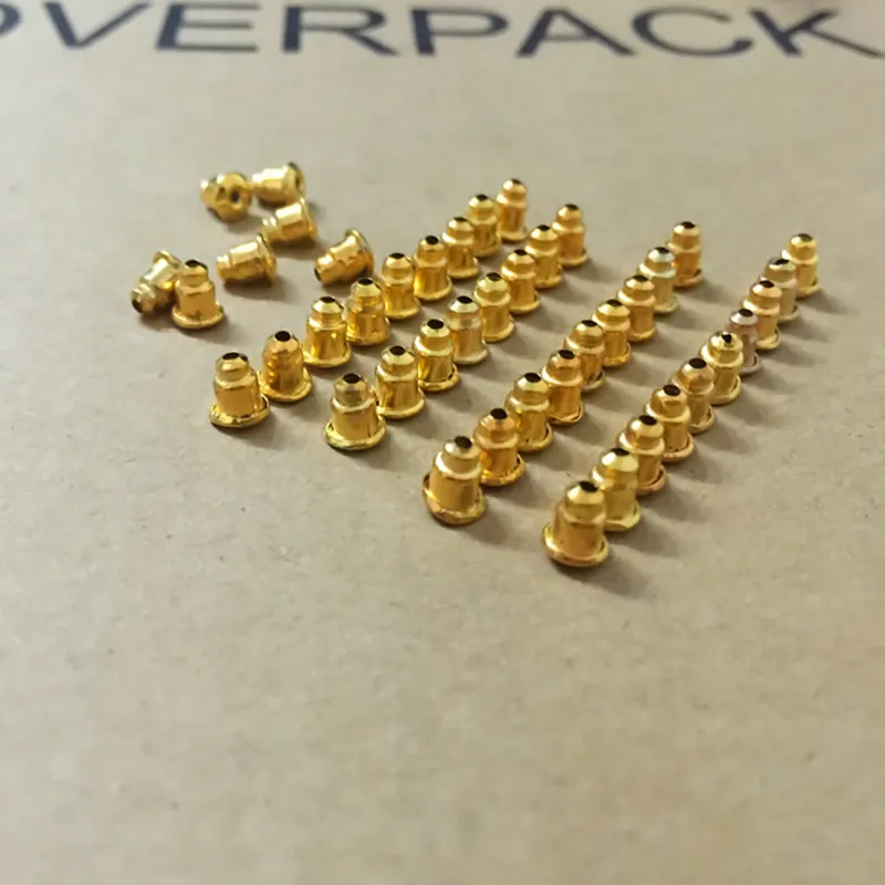 

ES3 50 unids Bullet Alloy Earring Back Ear Studs Caps Gold Color DIY Jewelry Findings Accessories Jewelry Making Bead